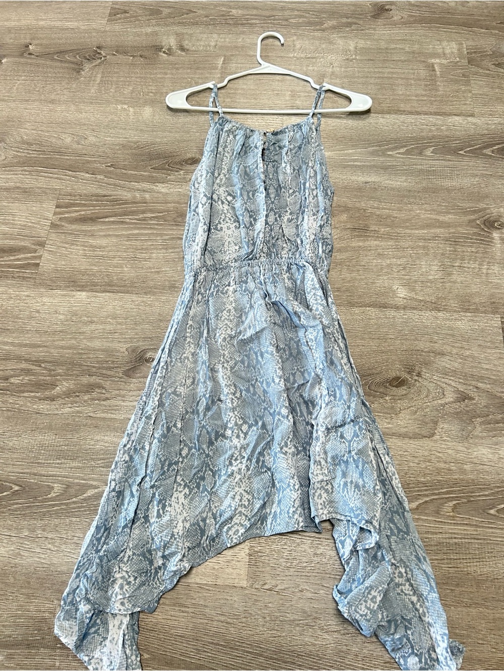 Indah Blue Snake-Print Midi Dress tank adjustable strap summer